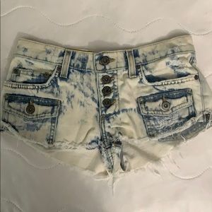 Carmakers acid wash denim shorts